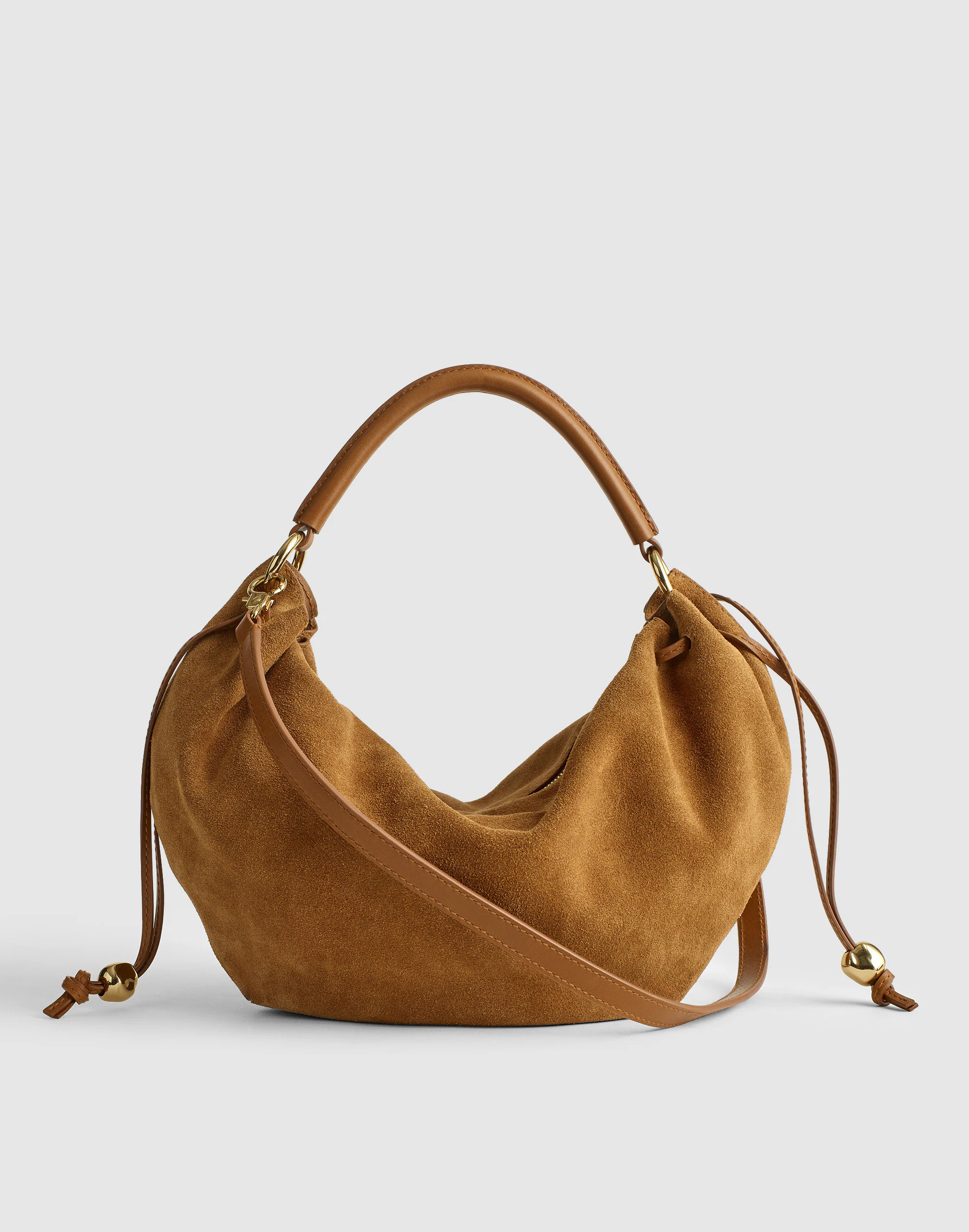 The Camren Gathered Shoulder Bag in Suede | Madewell