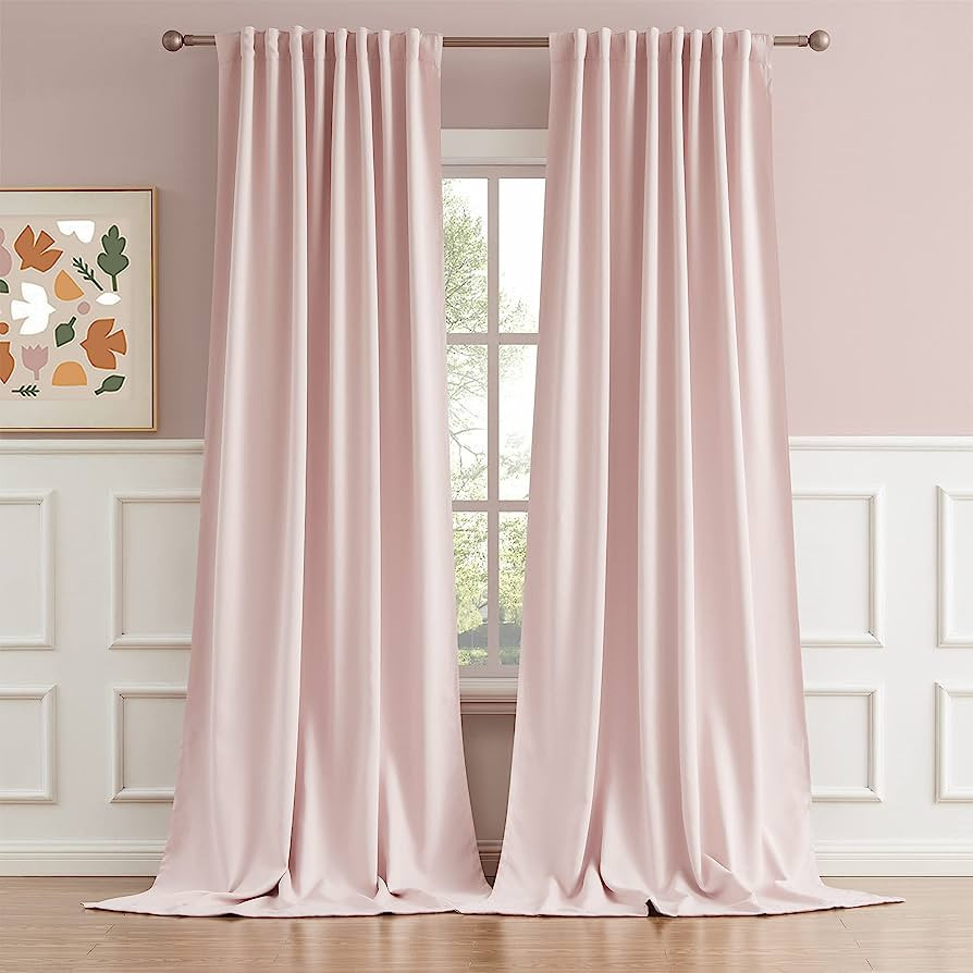 DUALIFE Back Tab and Rod Pocket Curtains 108 Inches Long - Thermal Insulated Living Room Blackout... | Amazon (US)