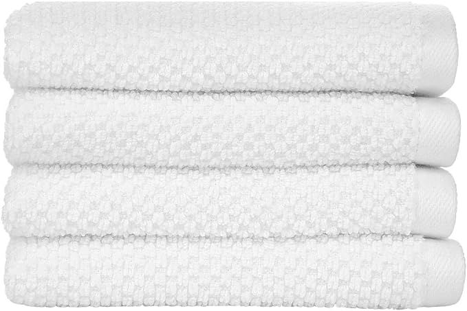 Nate Home by Nate Berkus 100% Cotton Textured Rice Weave Washcloths Set of 4 - Soft and Absorbent... | Amazon (US)