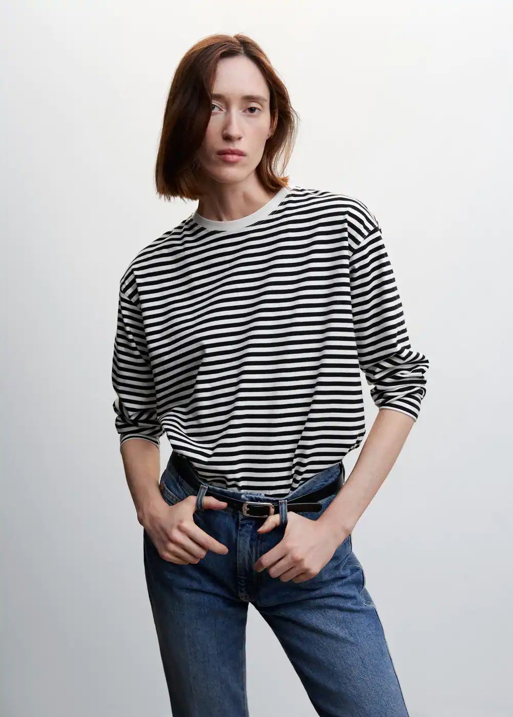 Striped cotton t-shirt -  Women | Mango United Kingdom | MANGO (UK)