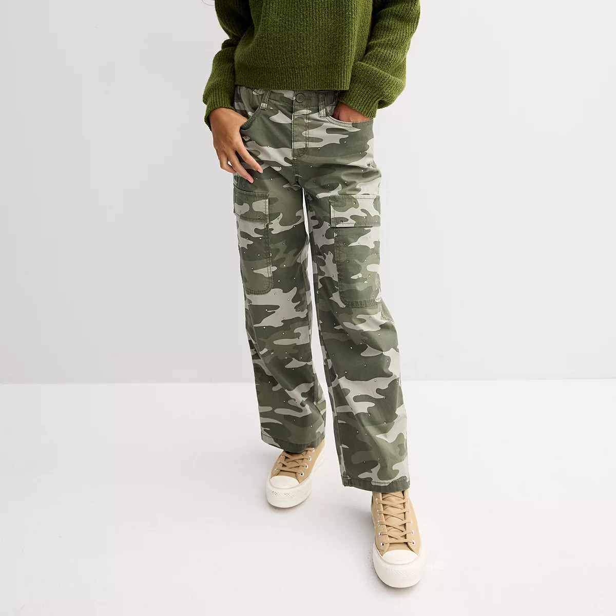 Girls 7-16 Vanilla Star Camo Cargo Pants With Rhinestone Detailing | Kohl's