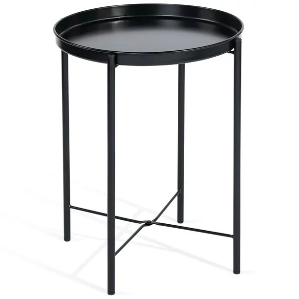 CAP LIVING 17-Inch Foldable Round Metal Tray End Table, Side Table, Colors Available in Matte Bla... | Walmart (US)