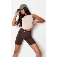 Recycled Brown Msgd Gym Biker Shorts | Missguided (US & CA)