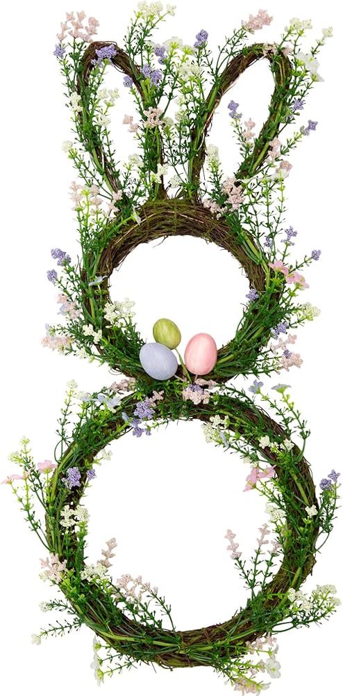 VGIA 27 Inch Easter Wreath for Front Door Rabbit Wreath with Easter Decorations Artificial Bunny ... | Amazon (US)