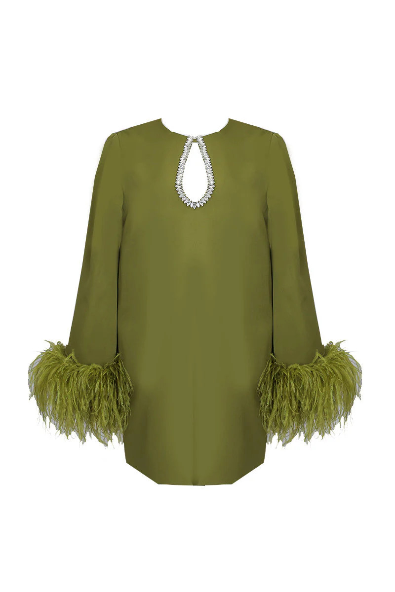 SHORT ANISE WITH CRYSTAL EMBELLISHMENTS IN ANISE GREEN | Joanna Andraos | CULT MIA | CULT MIA UK LTD