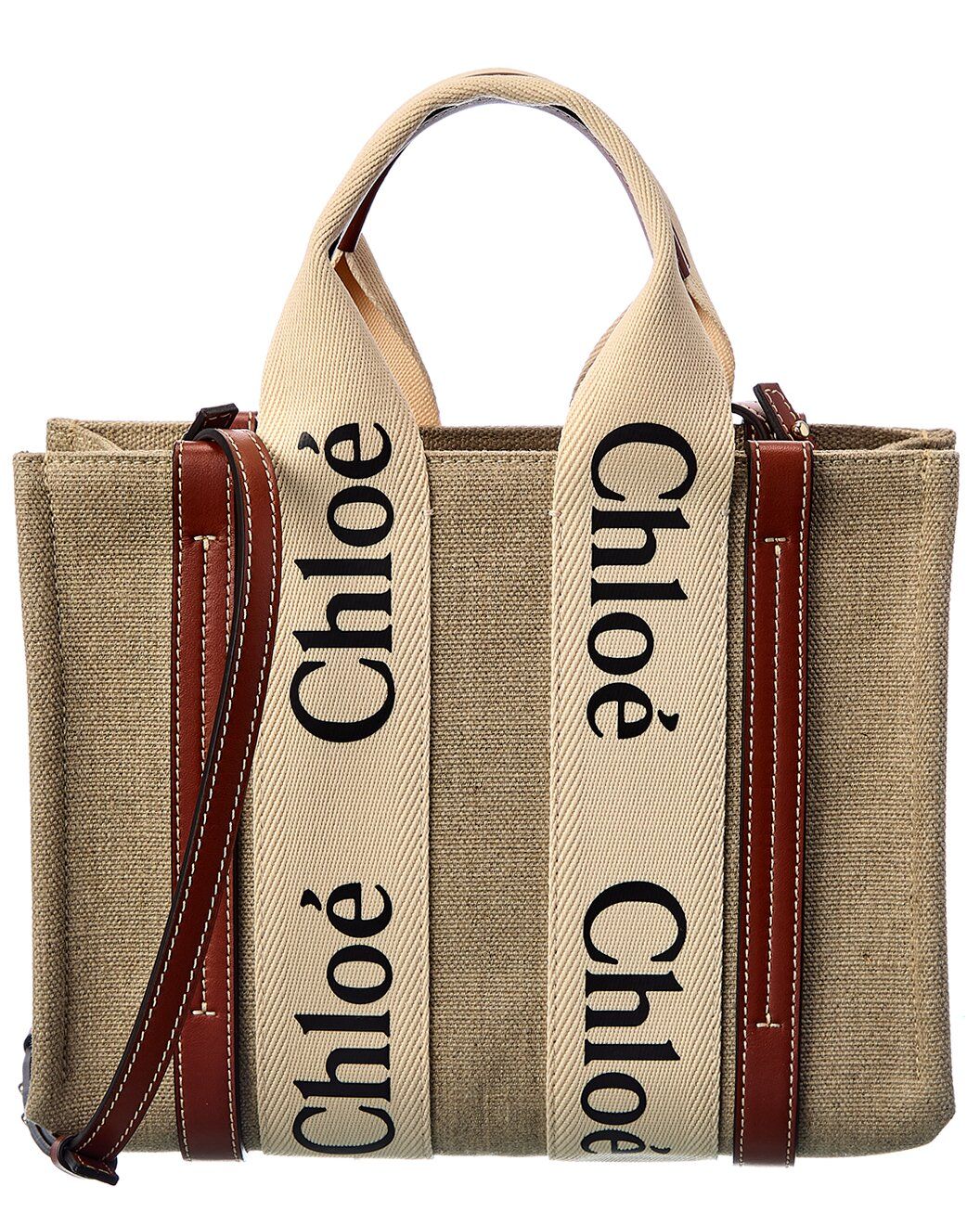 Woody Small Canvas & Leather Tote | Gilt