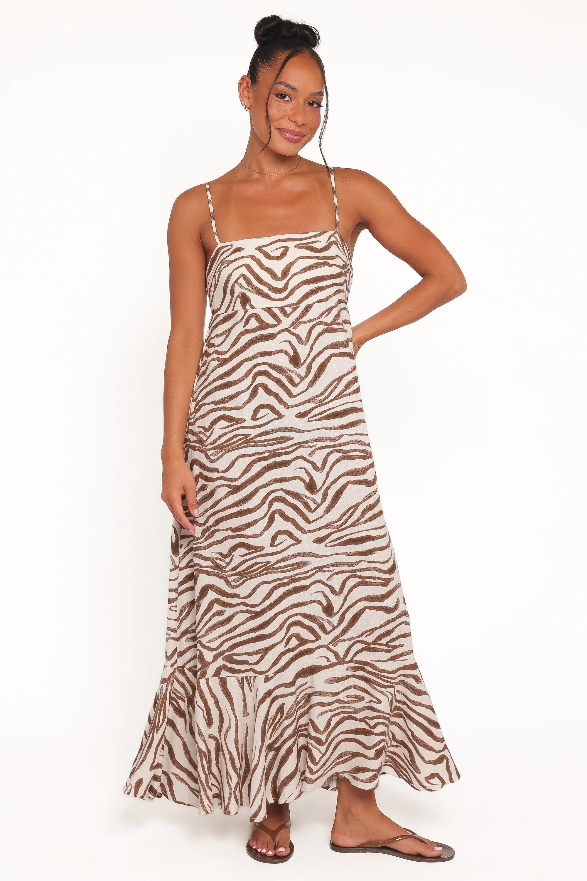 Kelsie Midi Dress - Brown Zebra | Petal & Pup (US)