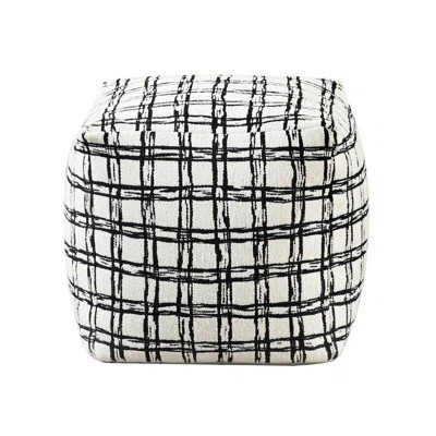 Modern Fabric Pouf, Black White, 16 Inch Cube, 300lbs Capacity, Non-slip In Filled, Base | Wayfair North America