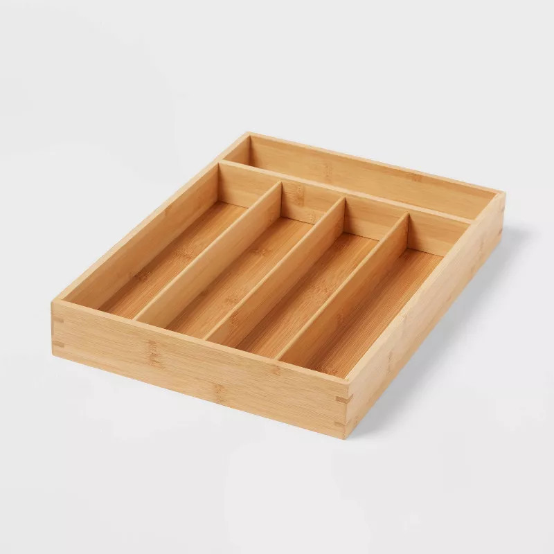 Bamboo 5 Compartment Flatware Drawer Organizer Brown - Brightroom™ | Target