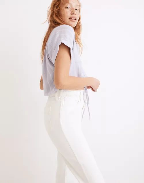 Linen-Blend Button-Up Drawstring Shirt in Stripe-Play | Madewell