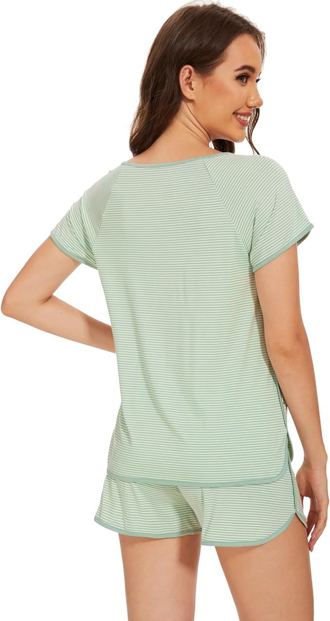 WiWi Pajamas for Women Soft Short Sleeve Sleepwear Cooling Pajama Set Shorts Pjs Loose Comfy Loun... | Amazon (US)