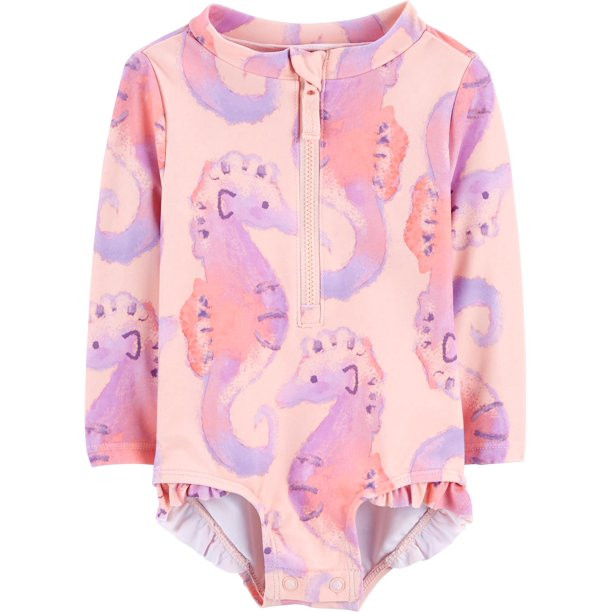 Carter's Child of Mine Girl Rashguard Swimsuit, One-Piece, Sizes 0M-5T | Walmart (US)