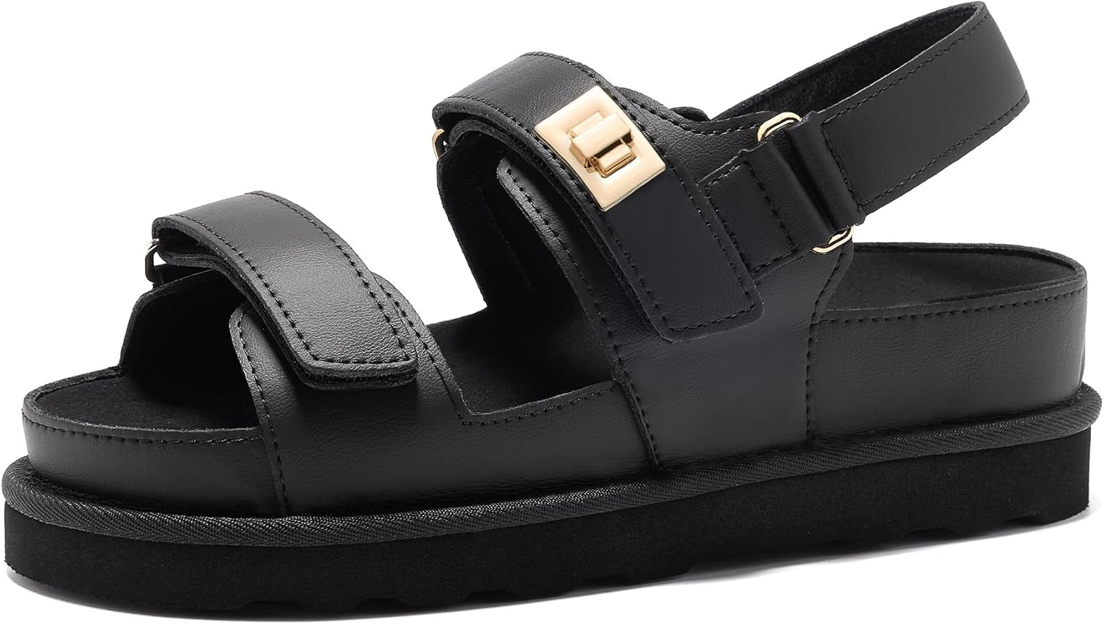 Women's Thick Platform Slide Sandals anti-slip Sole Open Toe Strap Summer Flats Shoes | Amazon (US)