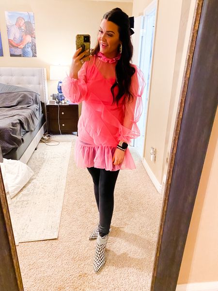SHEIN pink tulle dress
Spanx faux leather leggings 

#LTKshoecrush #LTKunder50 #LTKFind