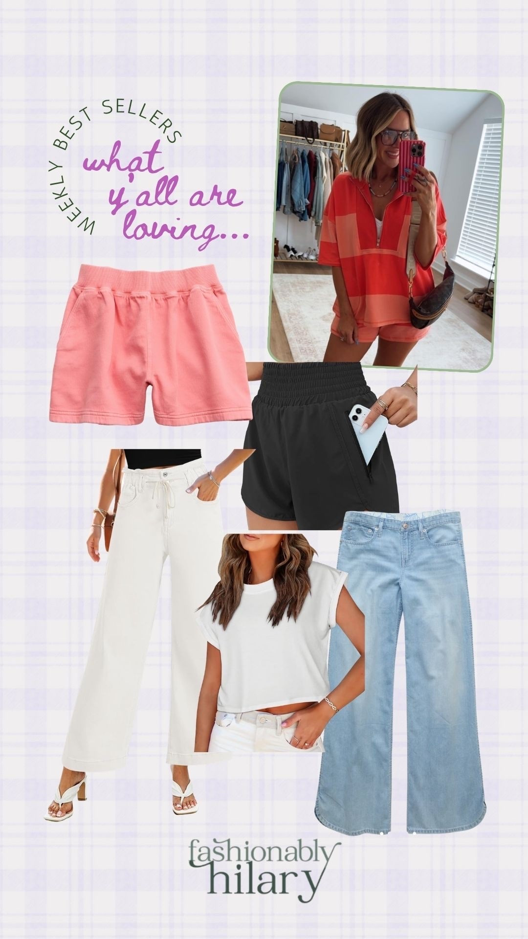 Bestsellers of the week are screaming springtime:
Amazon:
Look for less striped set 
White wide leg jeans with drawstring waist 
Cap sleeve white tee (only $7)
Aerie:
Beach lined jeans 
Coral denim pull on shorts

#LTKSeasonal #LTKActive #LTKMidsize