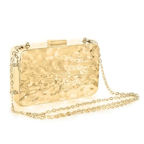 BagHeiyy Clutch Purses for Women, Evening Bag, Elegant Metallic Clutch Purse with Chain for Wedding, Party and Formal Event (light gold) | Amazon (US)