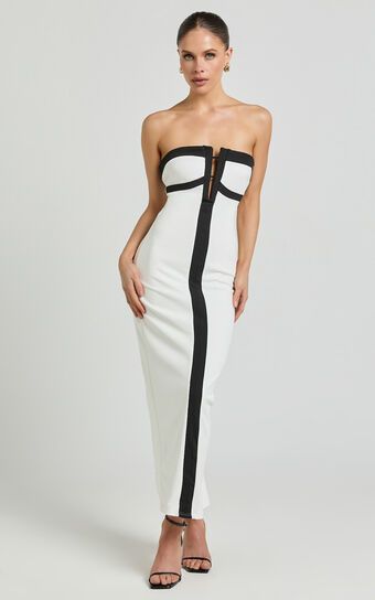 Catherine Midi Dress - Strapless Cup Bust Pencil Dress in White | Showpo (US, UK & Europe)