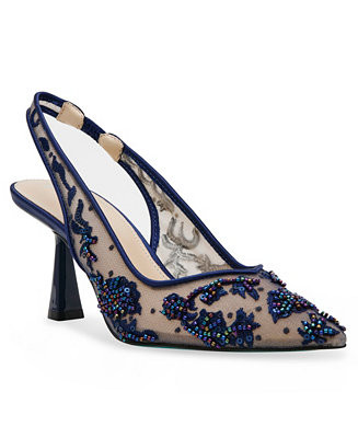 Betsey Johnson Women's Nikki Embroidered Slingback Evening Pumps - Macy's | Macy's