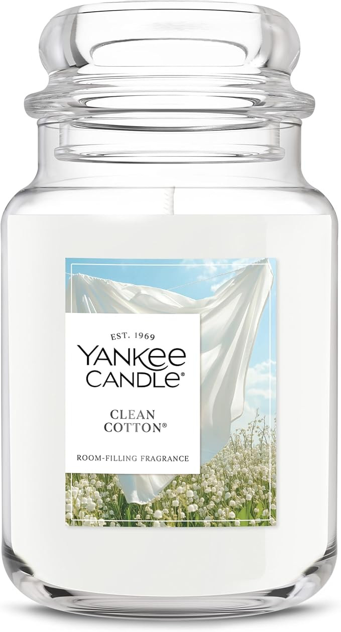 Yankee Candle Clean Cotton Scented Candle, 22oz Large Jar with up to 150 Hour Burn Time, Giftable... | Amazon (US)