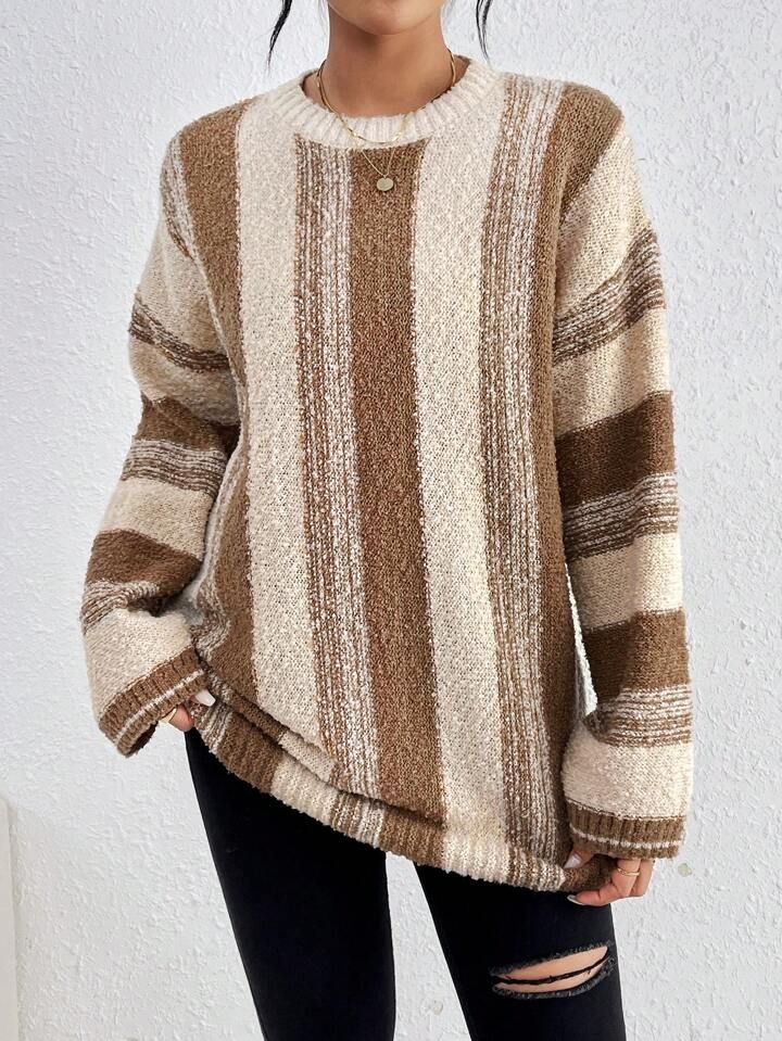 Versatile Casual Striped Sweater | SHEIN