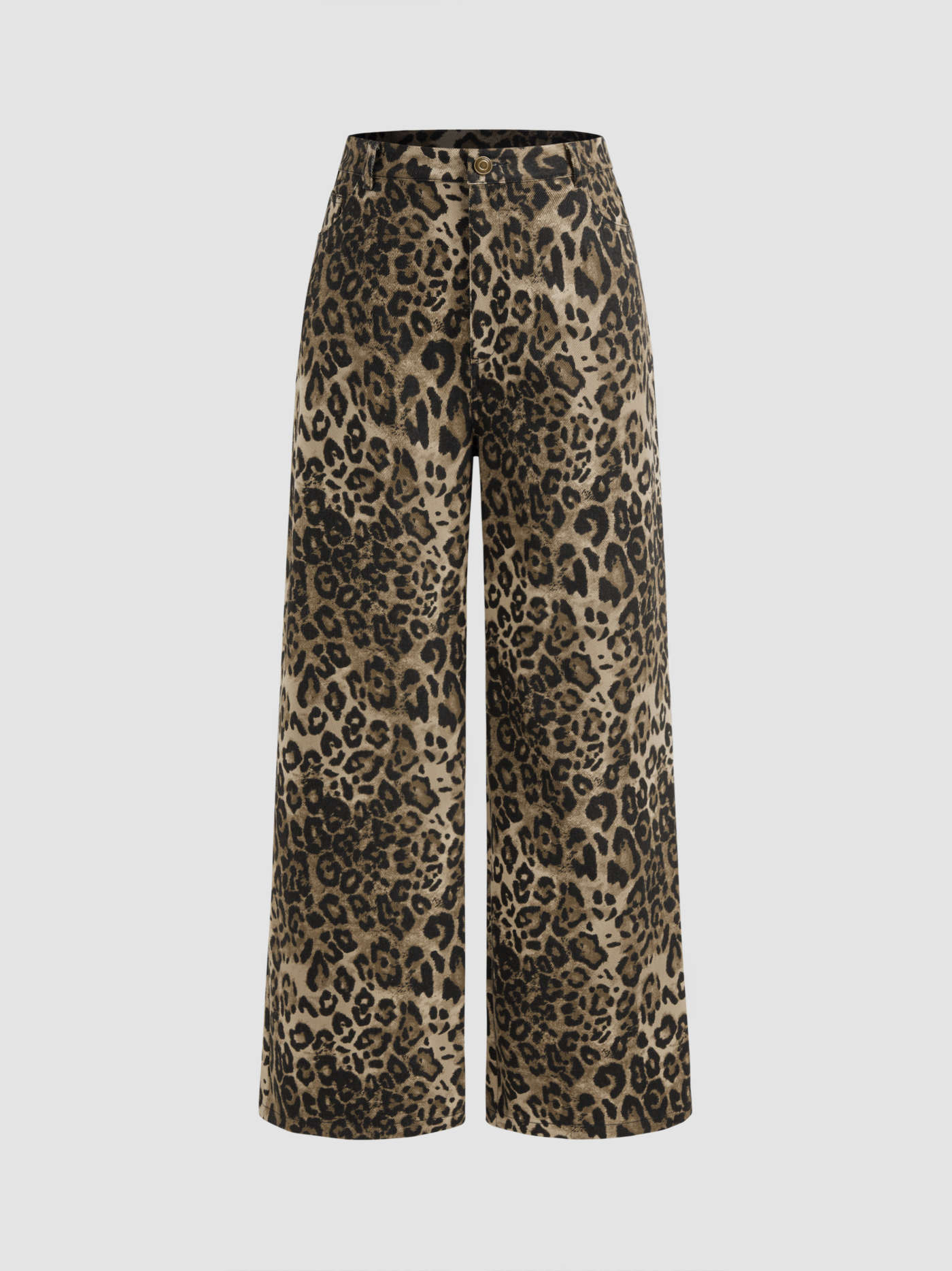 Denim Mid Waist Leopard Wide Leg Pants | Cider