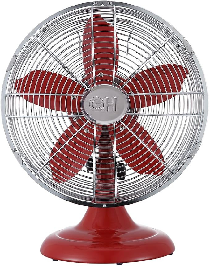 Good Housekeeping (92611) All-Metal 12" Retro Desk Office Table Fan with Wide Oscillation, 3-Spee... | Amazon (US)