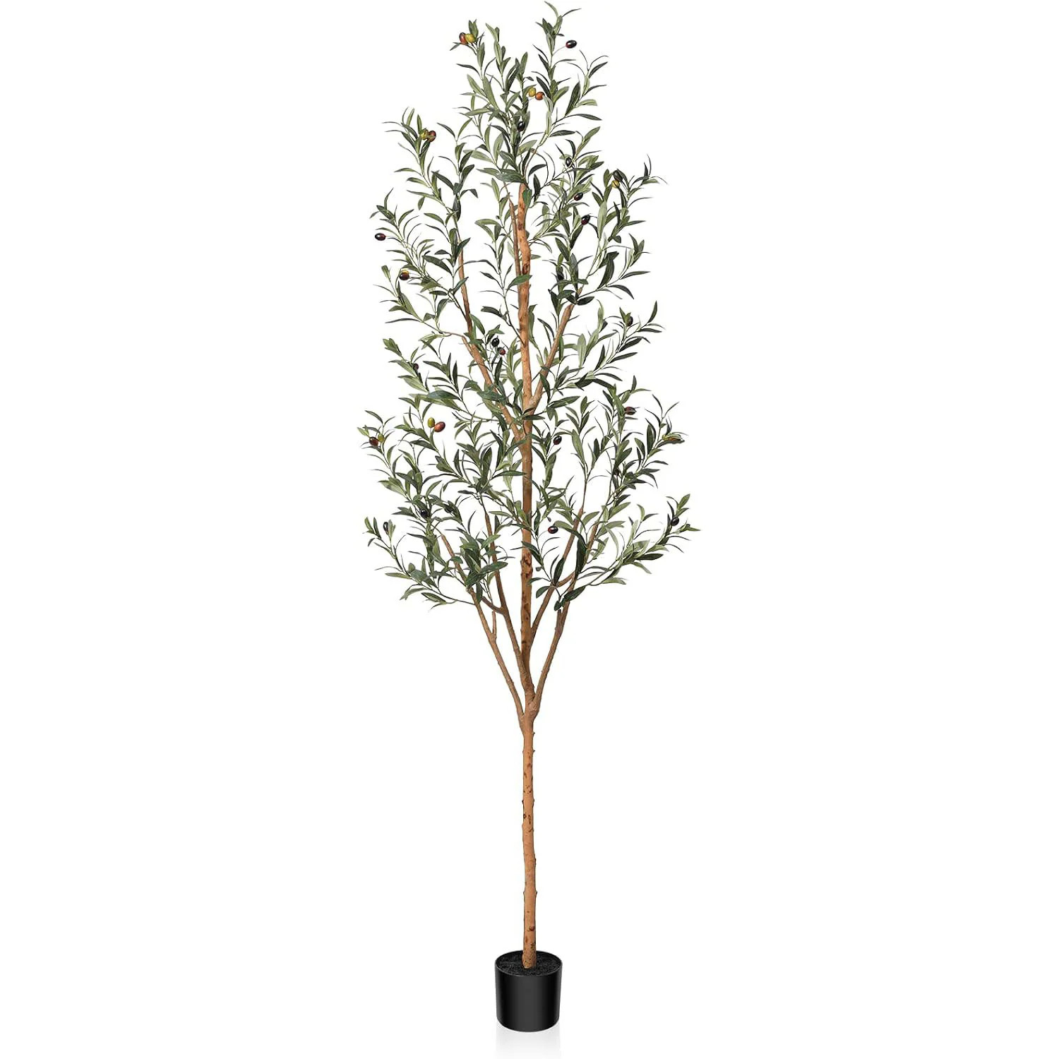 Zyerch Artificial Olive Tree 7FT Tall Faux Silk Plant for Home Office Decor Indoor Fake Potted Tree with Wood Branches and Fruits | KAZEILA232 | Lowe's