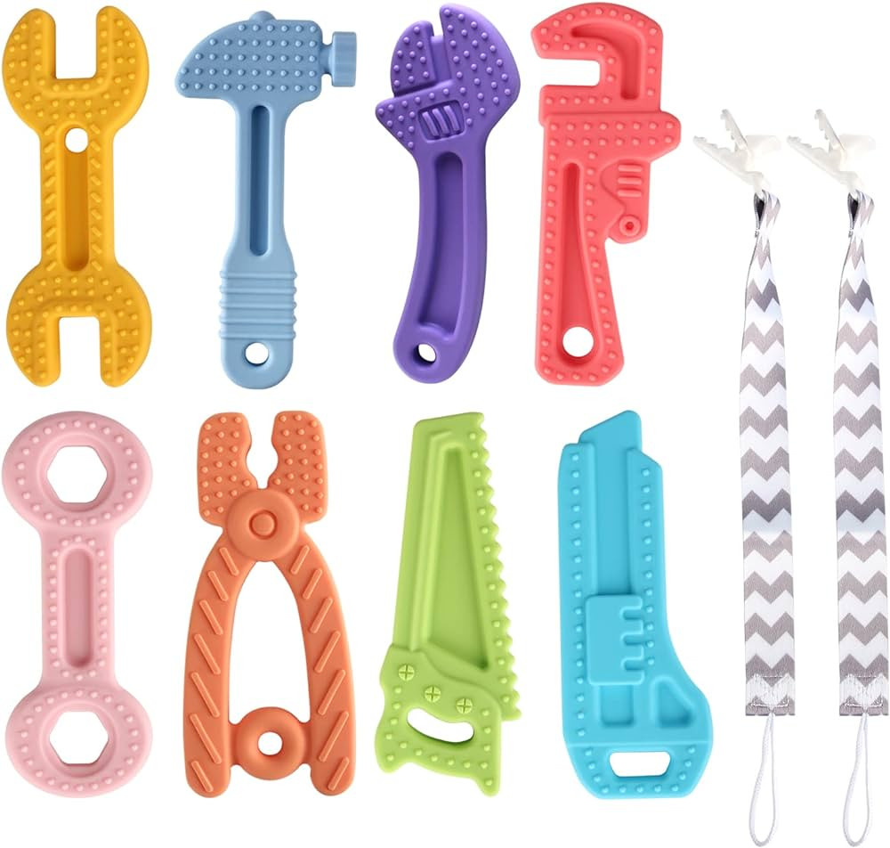 8 Pack Chew Baby Teething Toys for 0-12 Months, Freezable BPA Free Silicone Baby Molar Teether Ch... | Amazon (US)
