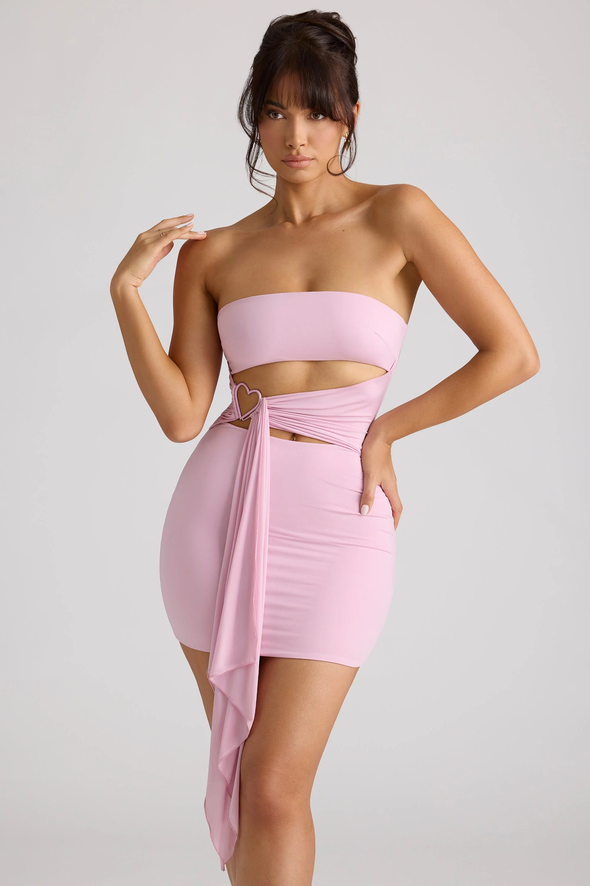 Bandeau Mini Dress in Soft Pink | Oh Polly