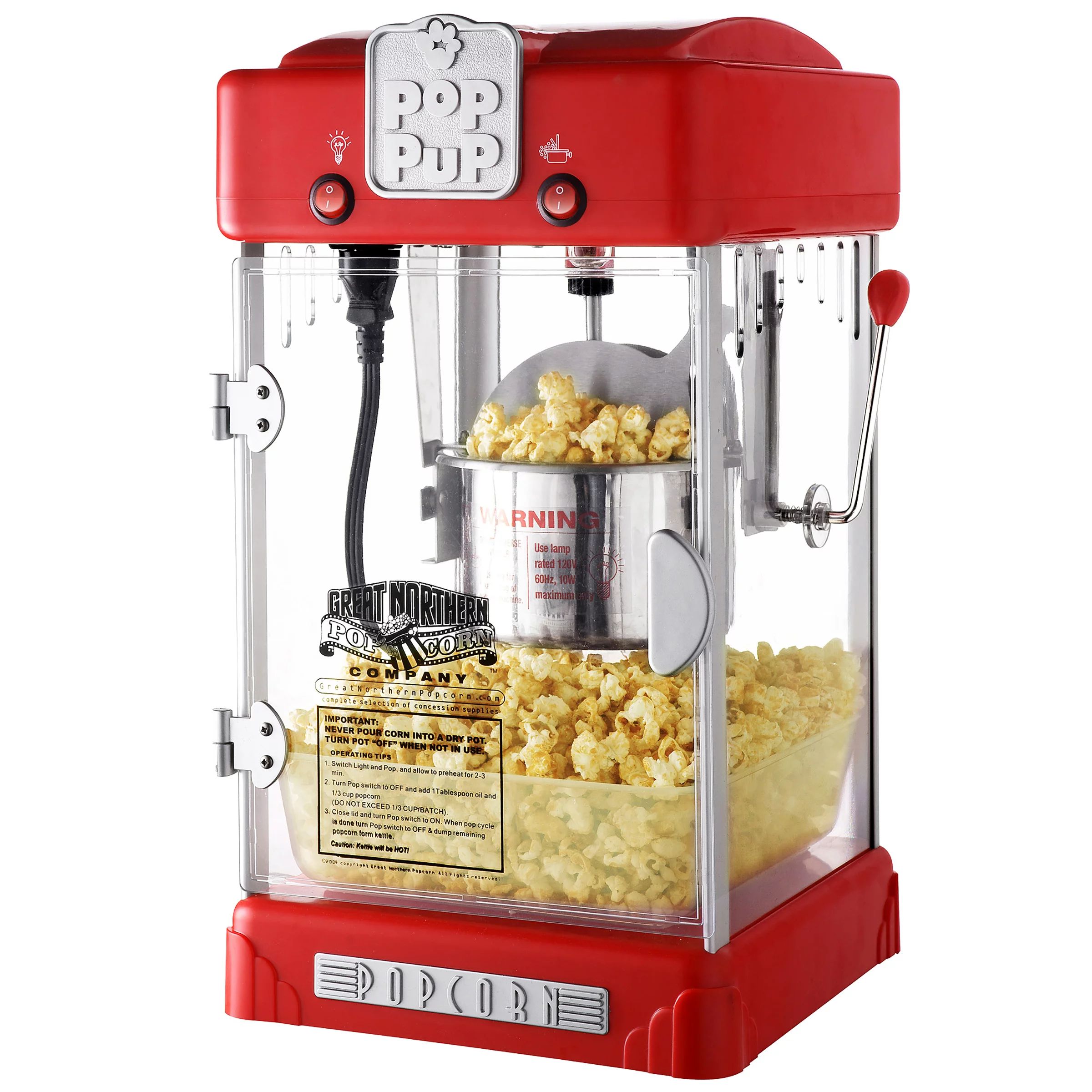 Great Northern Popcorn Pup Retro Style Popcorn Popper, (2.5oz, Red) - Walmart.com | Walmart (US)