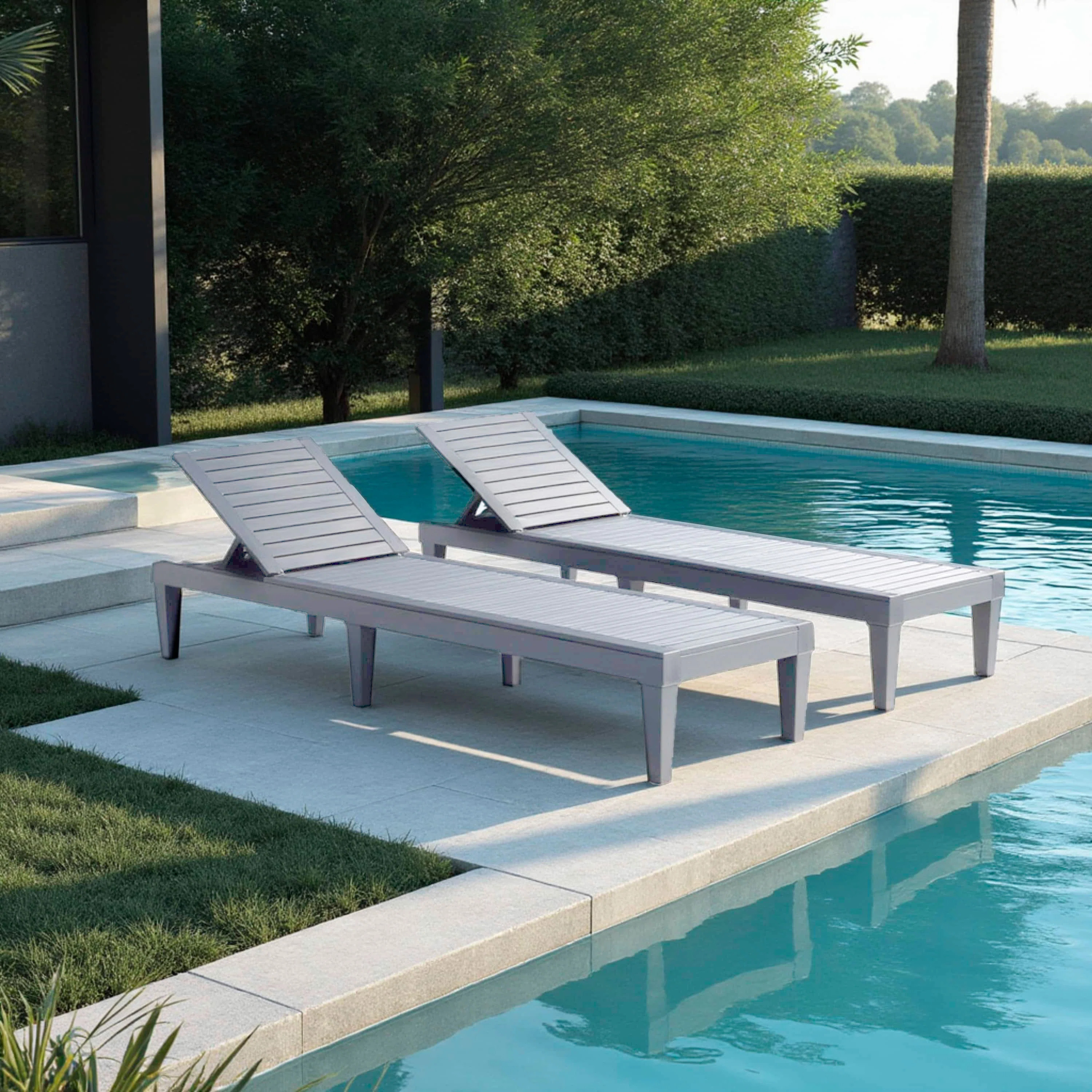 Nestl Waterproof, Lightweight, and Adjustable Outdoor Polyresin Chaise Lounge Set for Patio | Wayfair North America