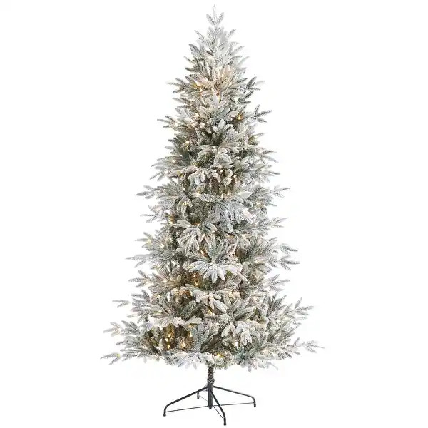 7.5' Flocked Manchester Spruce Christmas Tree with 450 Lights - Green - On Sale - Overstock - 318... | Bed Bath & Beyond