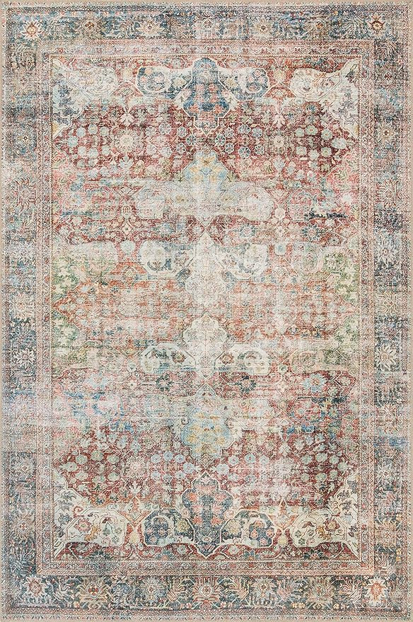 Loloi Loren Collection Vintage Printed Persian Area Rug 5'-0" x 7'-6" Brick/Multi | Amazon (US)