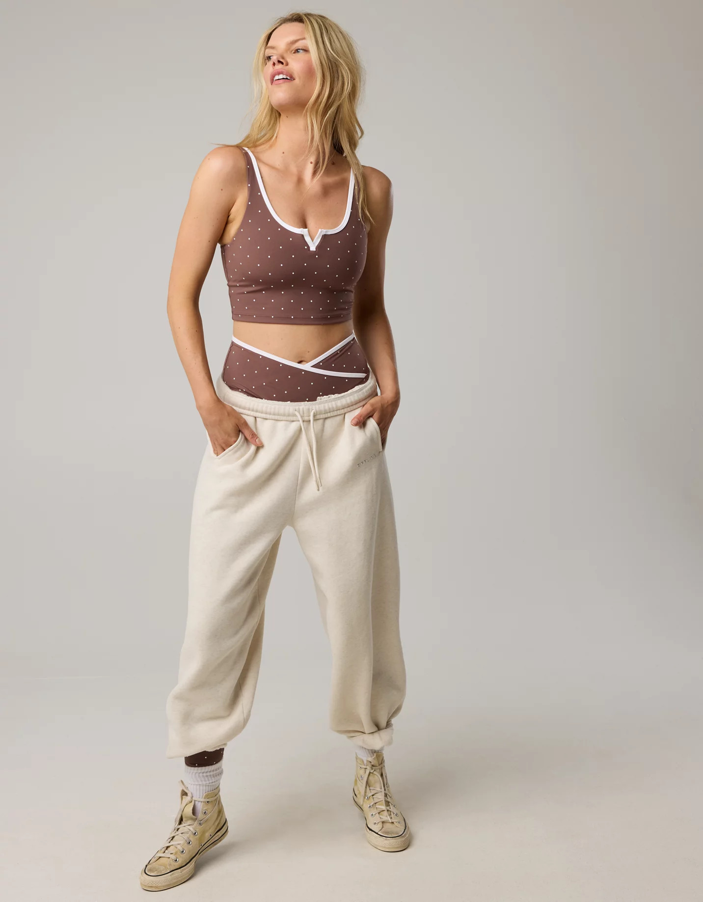 New + Bestseller OFFLINE By Aerie Real Me Tipped Low Key Longline Sports Bra Removable Pads & Built-In Shelf! | American Eagle Outfitters (US & CA)
