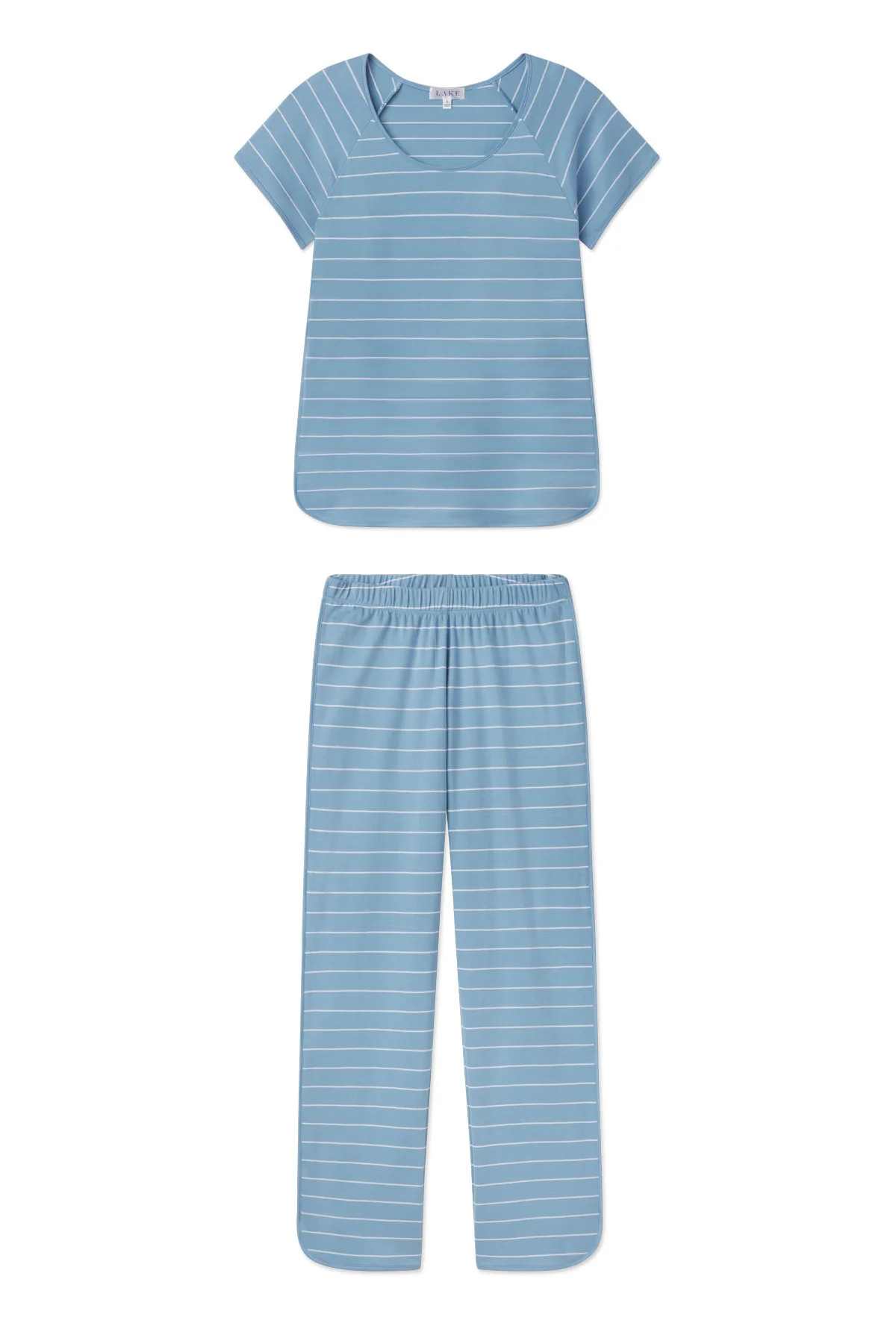 Pima Short-Long Set in Serene Blue Boating Stripe | Lake Pajamas