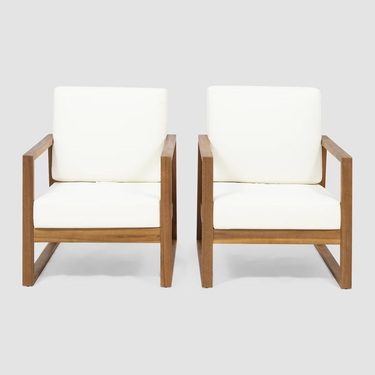 Belgian 2pk Acacia Wood Club Chair Teak/Beige - Christopher Knight Home | Target