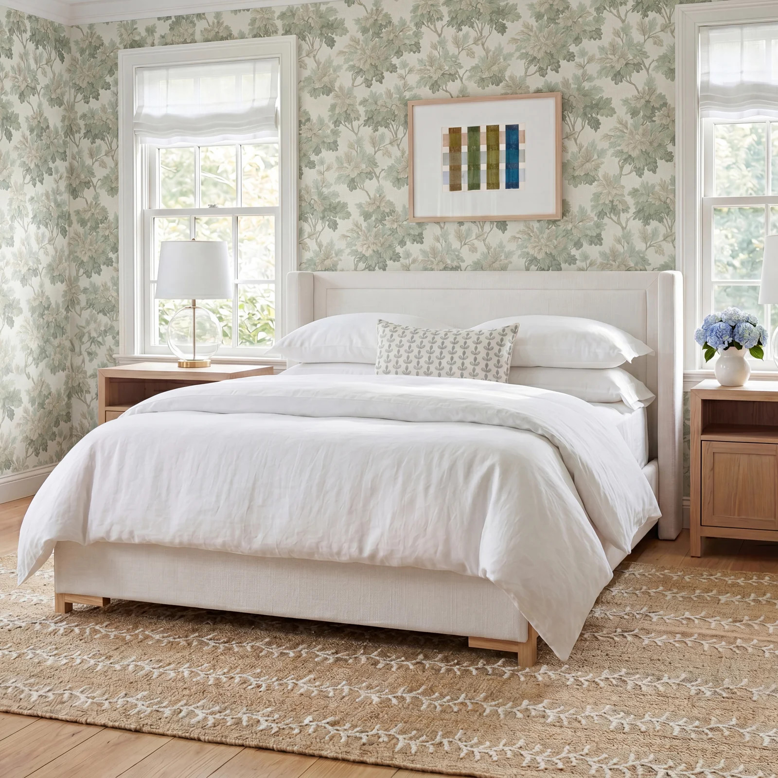 Wingback Queen Bed Ivory | Birch Lane
