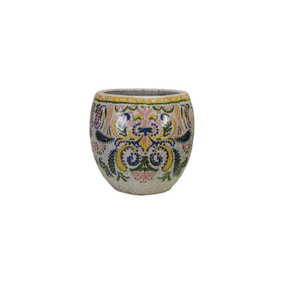 Large Terra-Cotta Planter With Floral Pattern | Wayfair North America