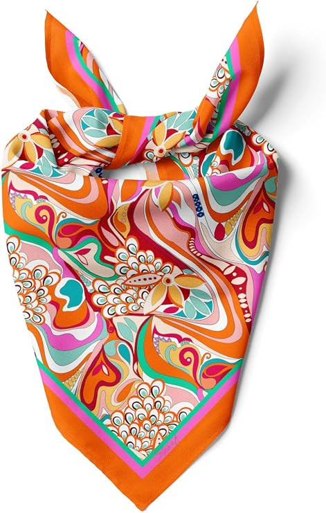 Womens Neck Scarf 21"x21" Small Square | Headband Scarf Ethnic Bandana Head Scarf Flowering Breat... | Amazon (US)