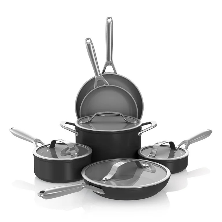 Ninja Ceramic Pro 10-Piece Cookware Set, Aluminum and Stainless Steel, Non-Stick Set, Glass Lids,... | Walmart (US)