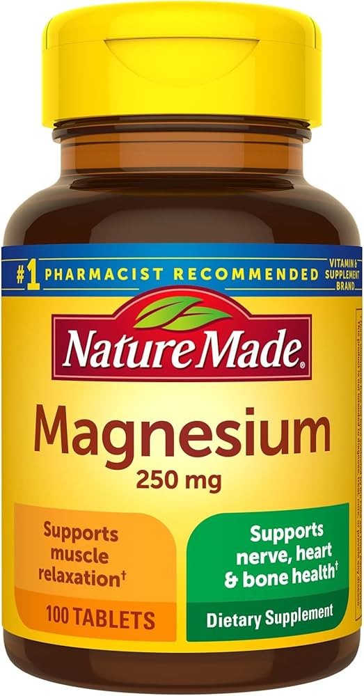 Nature Made Magnesium Oxide 250 mg, Dietary Supplement for Muscle, Heart, Bone and Nerve Health S... | Amazon (US)