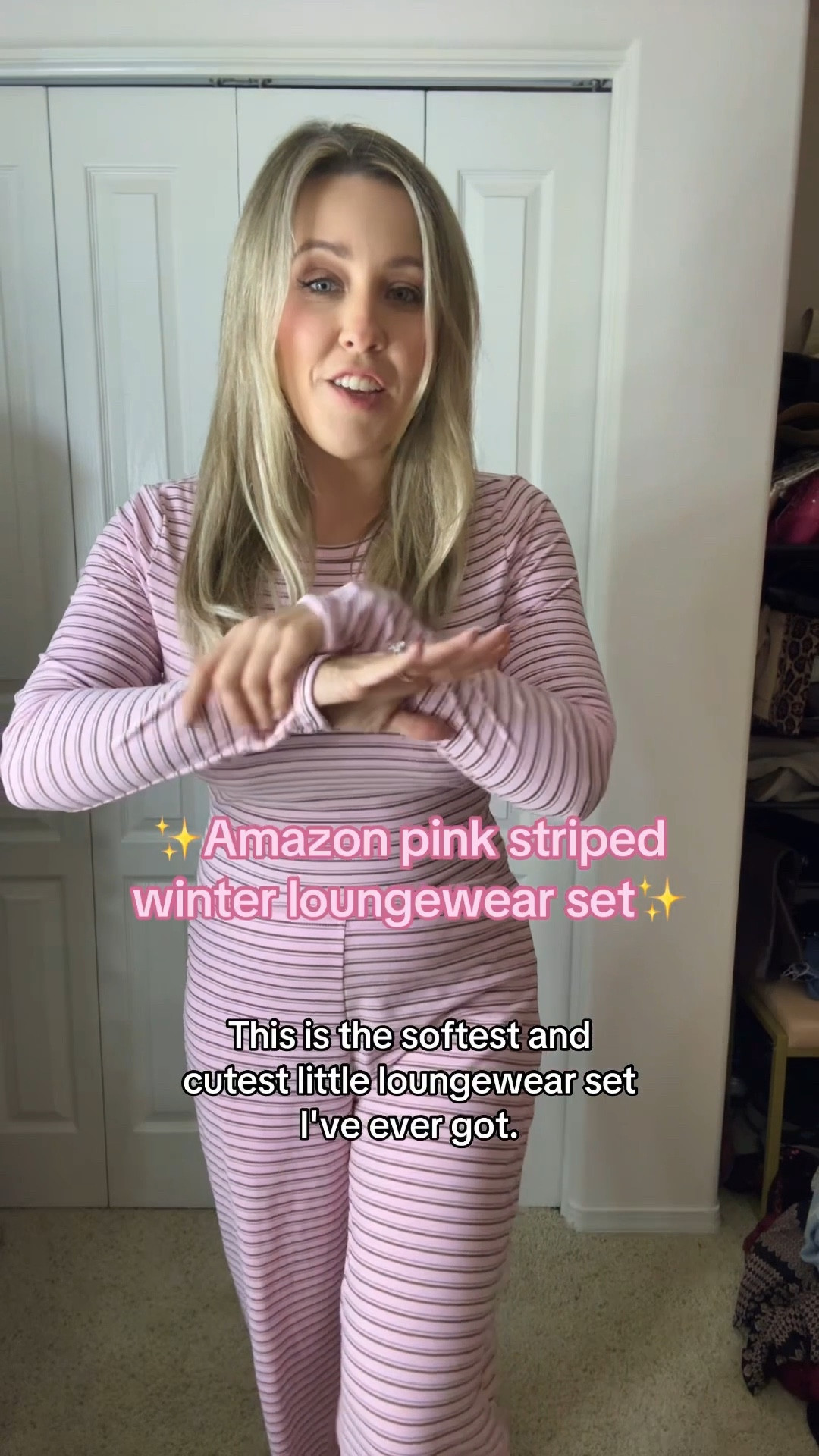Pink striped loungewear set…SO SOFT!!💗 I’m in size medium.

Long sleeve matching set
Pink matching loungewear set
Long sleeve loungewear 
Pink striped pajamas 
Cote loungewear from Amazon

#LTKTravel #LTKgrwm #LTKmorningroutine