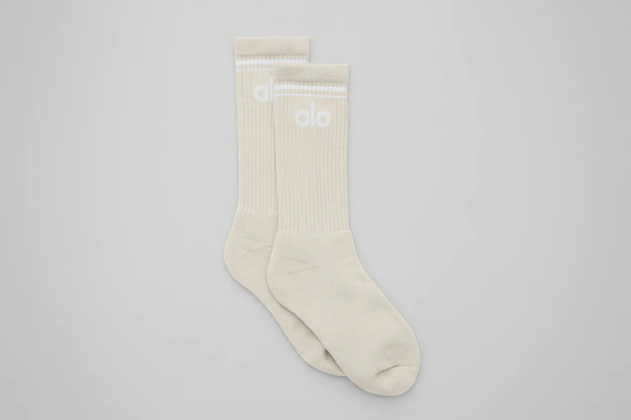 ALO | Throwback Socks in Bone/White, Size: Small | Alo Yoga