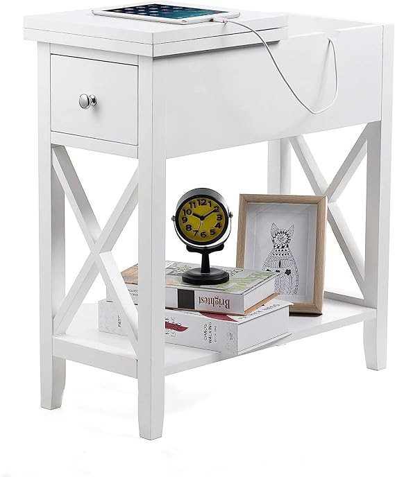ChooChoo End Table, MDF Material Flip Top Narrow End Table with Drawer, Accent Small Side Table N... | Amazon (US)