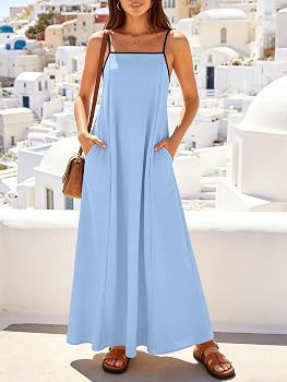 ANRABESS Womens Summer Maxi Dress Casual Spaghetti Straps Sundress Flowy Long Dresses with Pocket... | Amazon (US)