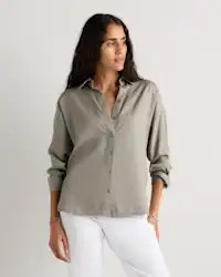 Vintage Wash Tencel Dolman Long Sleeve Shirt in Olive | Quince