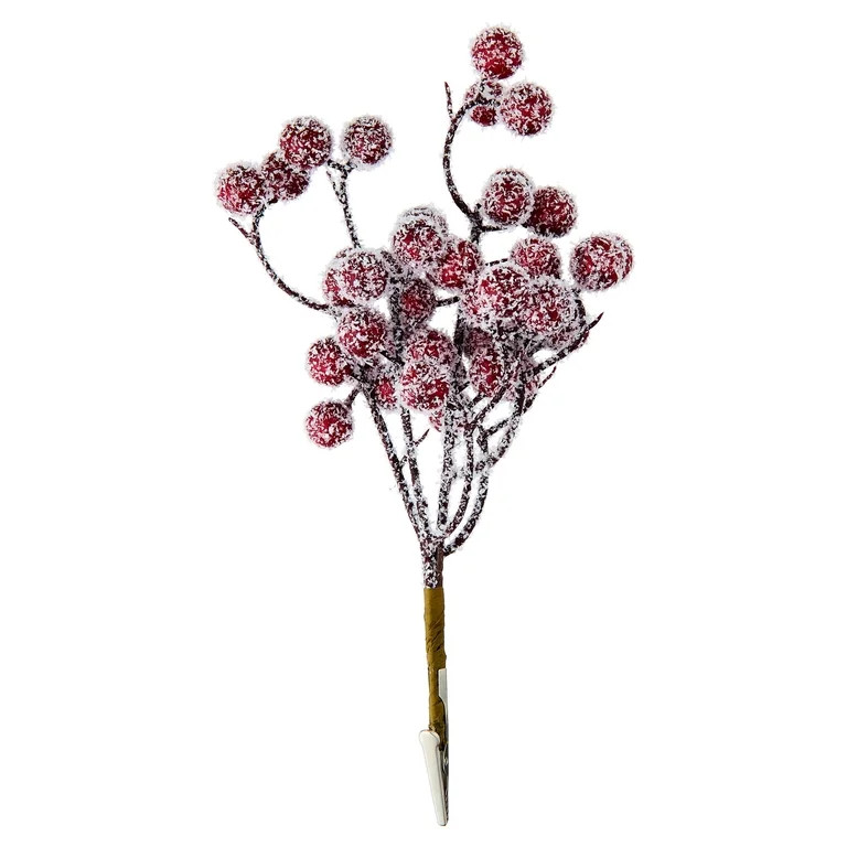 Red Velvet-Feel Frosted Berry Christmas Clip Ornament, 9", by Holiday Time | Walmart (US)