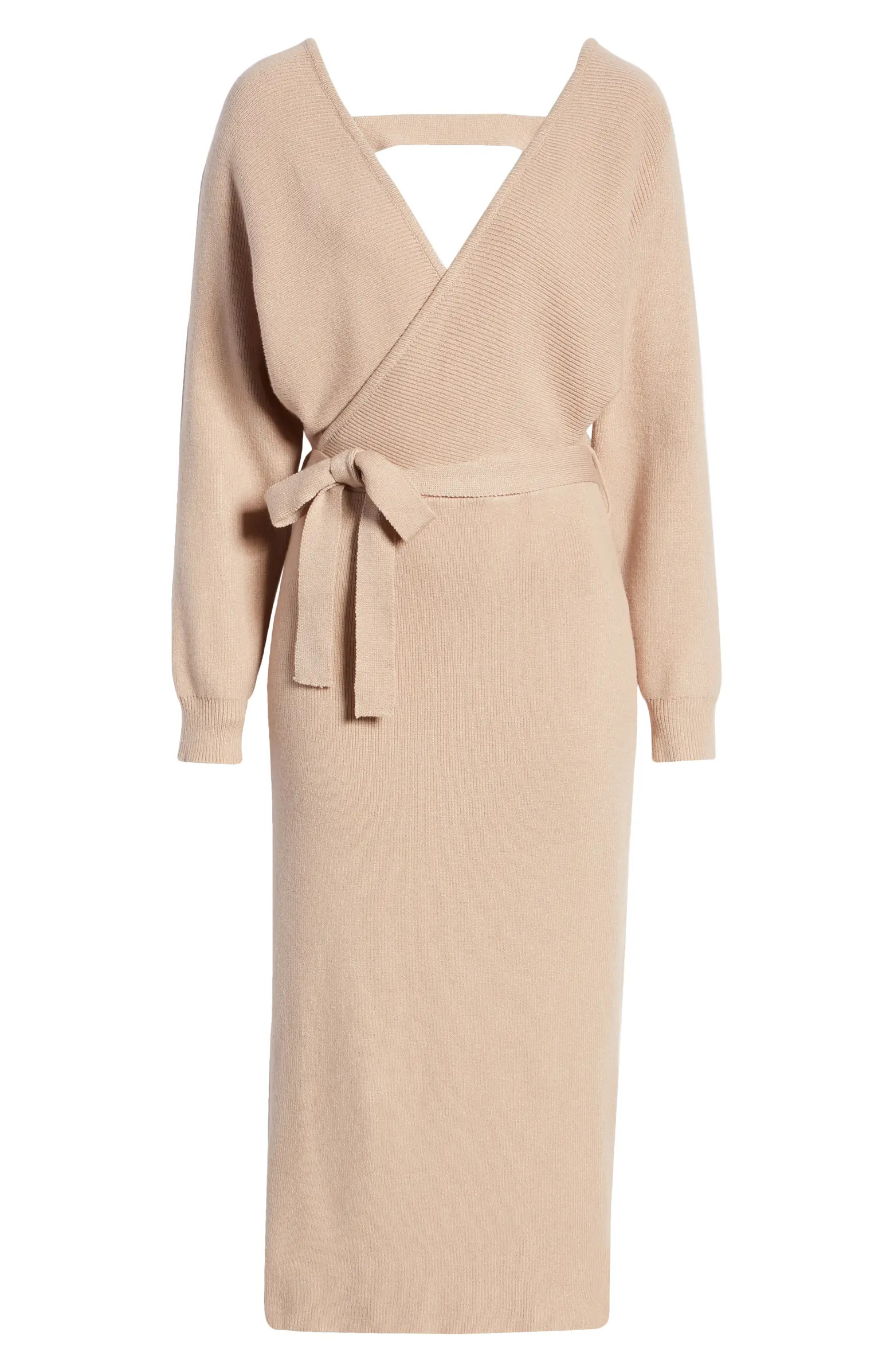 VICI Collection Drape Long Sleeve Wrap Sweater Dress | Nordstrom | Nordstrom