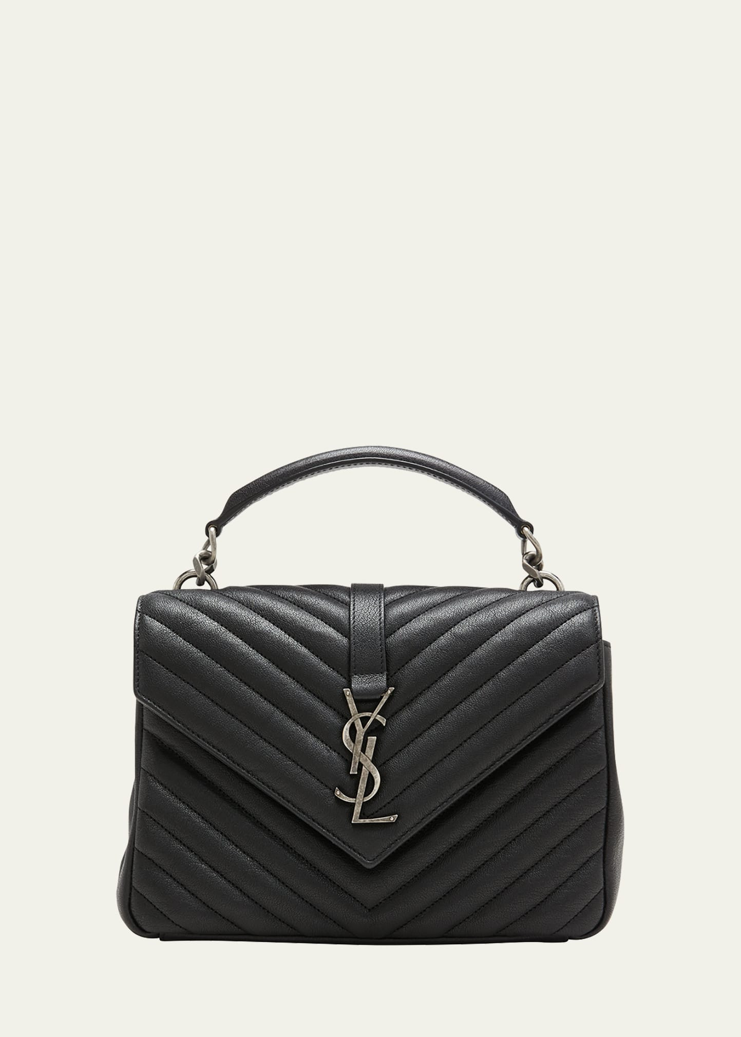 Saint Laurent College Medium Flap YSL Shoulder Bag in Quilted Leather | Bergdorf Goodman
