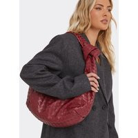 Loreen Woven Knotted Strap Detail Oversized Shoulder Bag In Burgundy Faux Leather, Women's Size UK One Size | EGO (UK)
